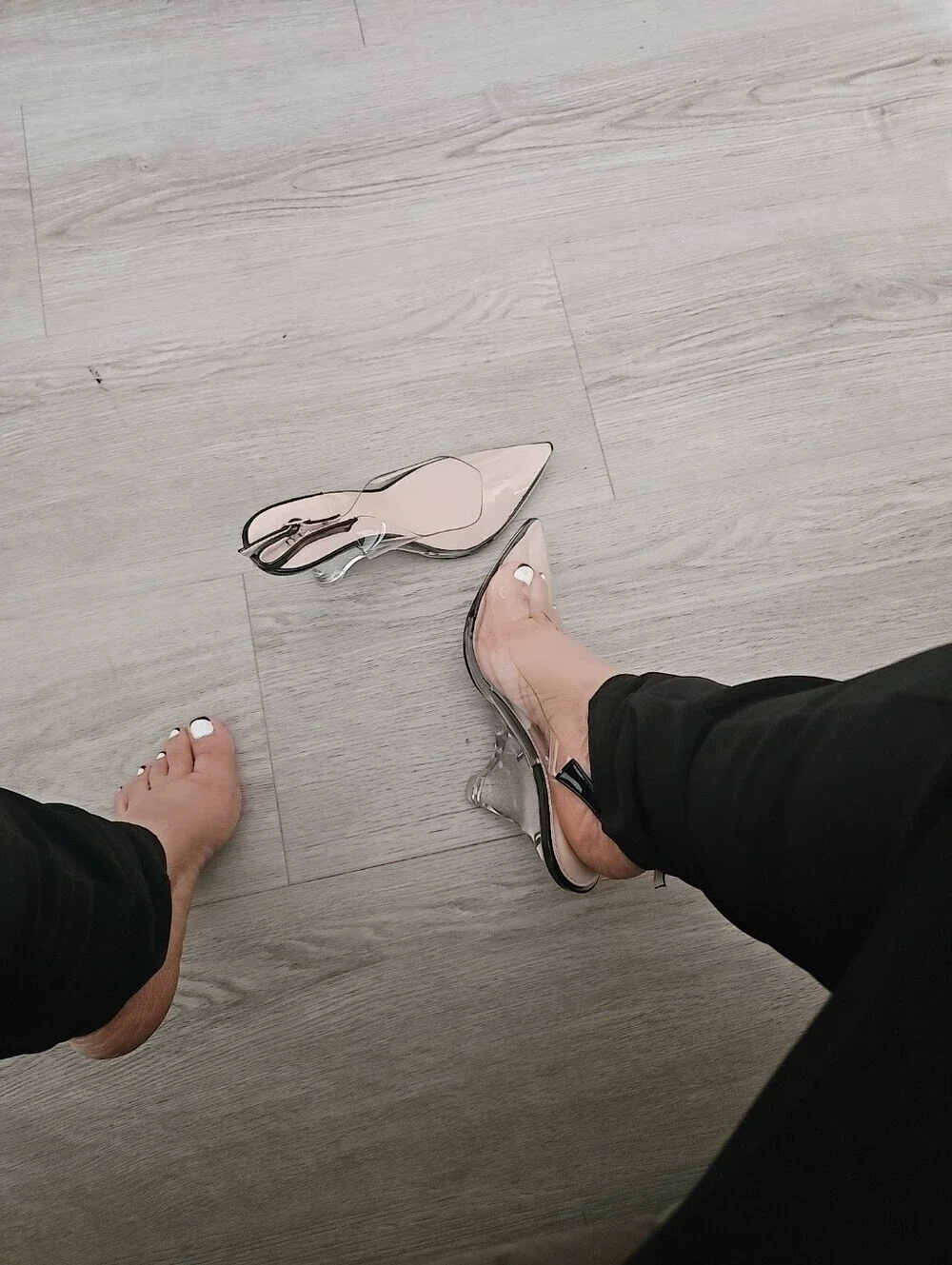 Just In Clear black wedge